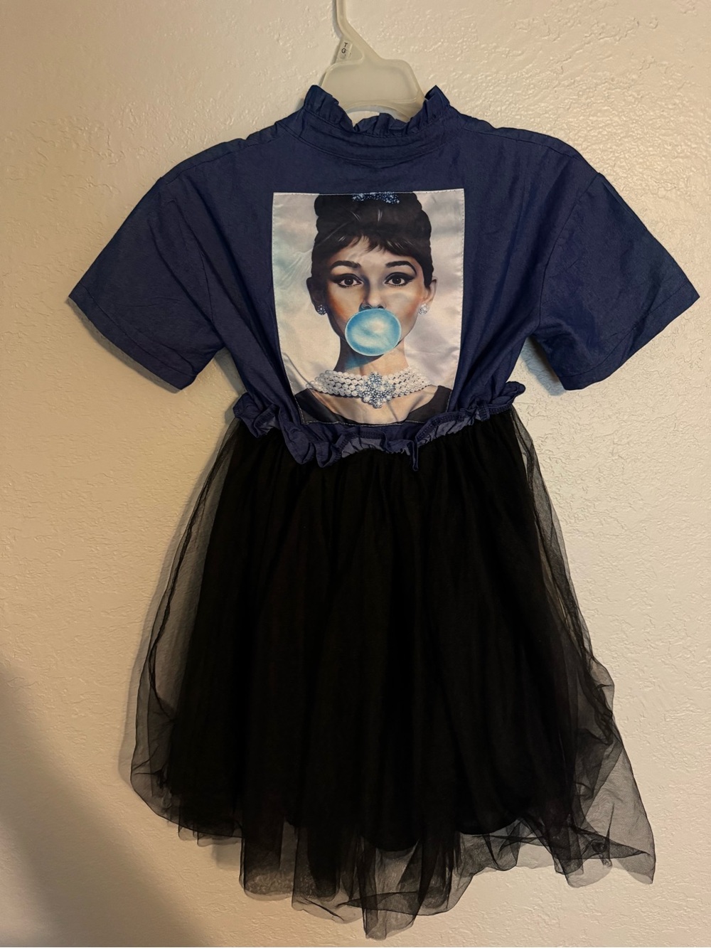 Lola + The Boys Audrey Hepburn denim top & Black Tulle Skirt Girls' Party Dress